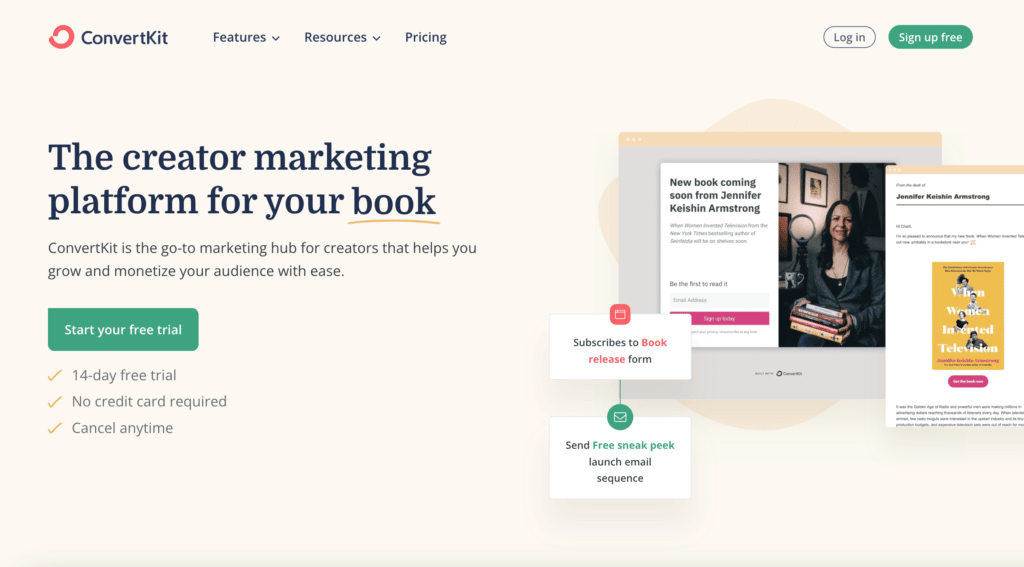 ConvertKit; one of the best small business marketing tools.