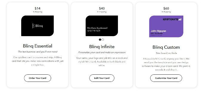 Blinq business cards pricing