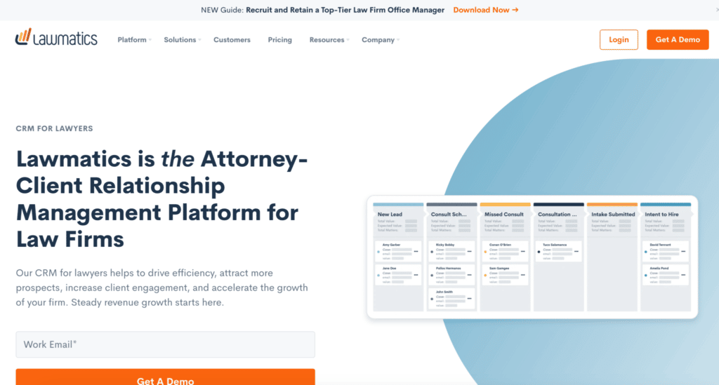 Lawmatics; a CRM for law firms.