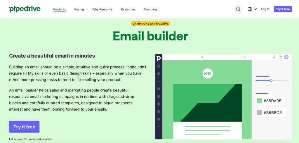 Pipedrive review - email builder tool
