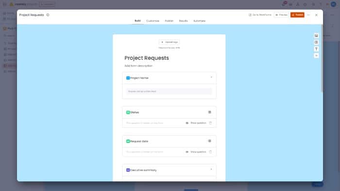 Monday Projects Review - Project Request Form