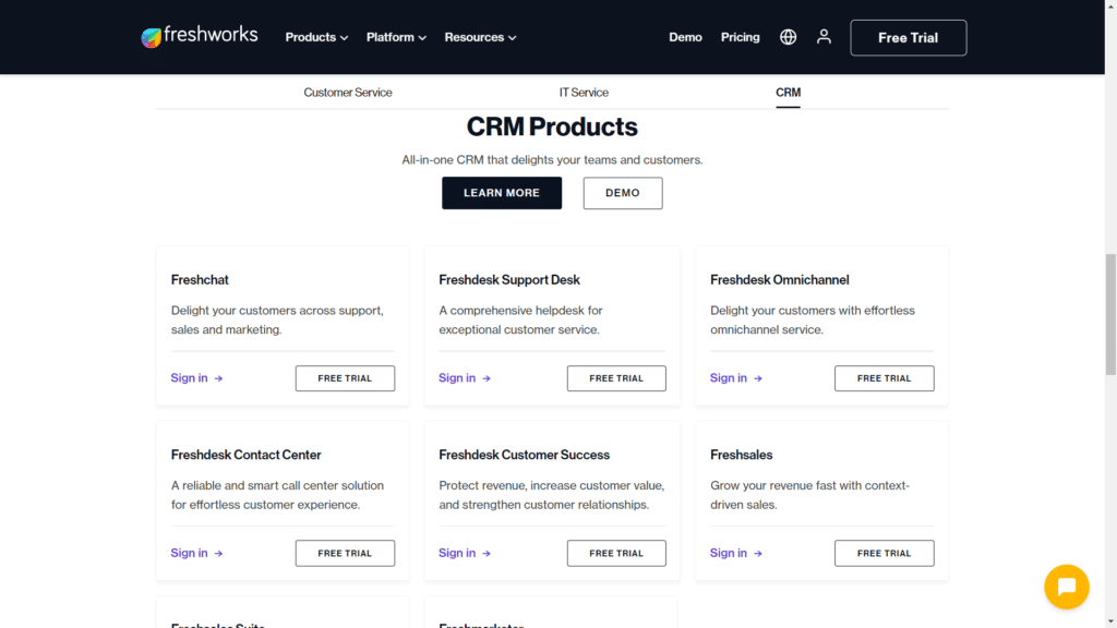 freshworks review - crm products