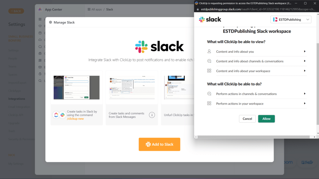 clickup review - slack integration