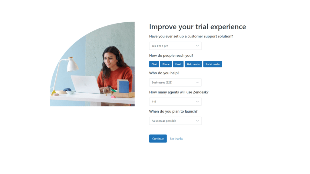 zendesk for service -trial experience