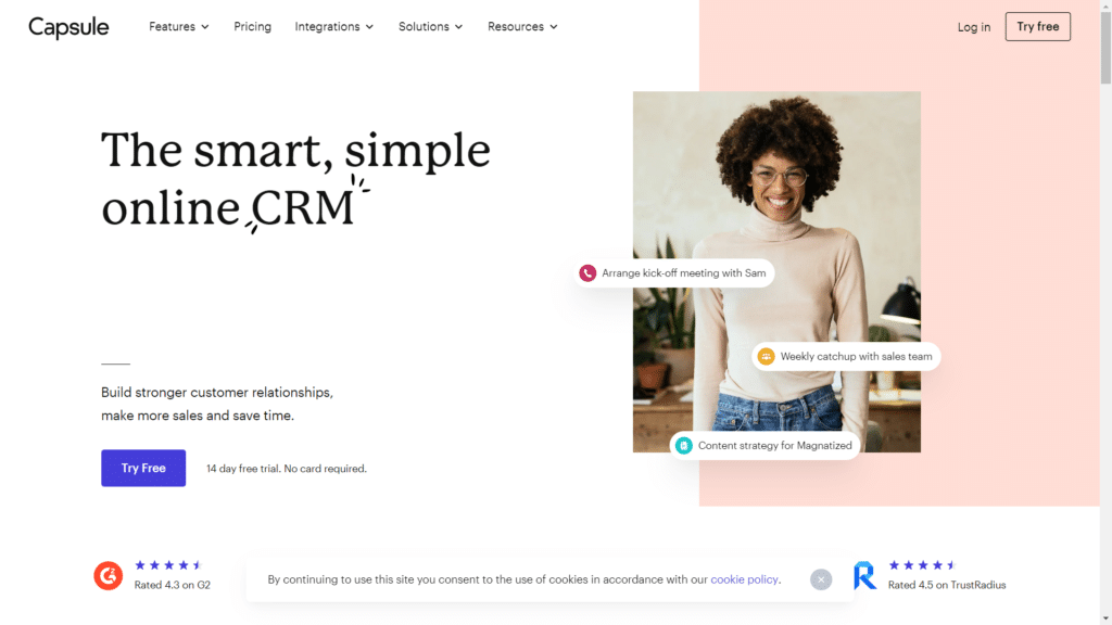 Capsule CRM Review - Homepage