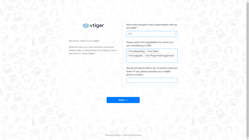 Vtiger CRM Review - Onboarding Process