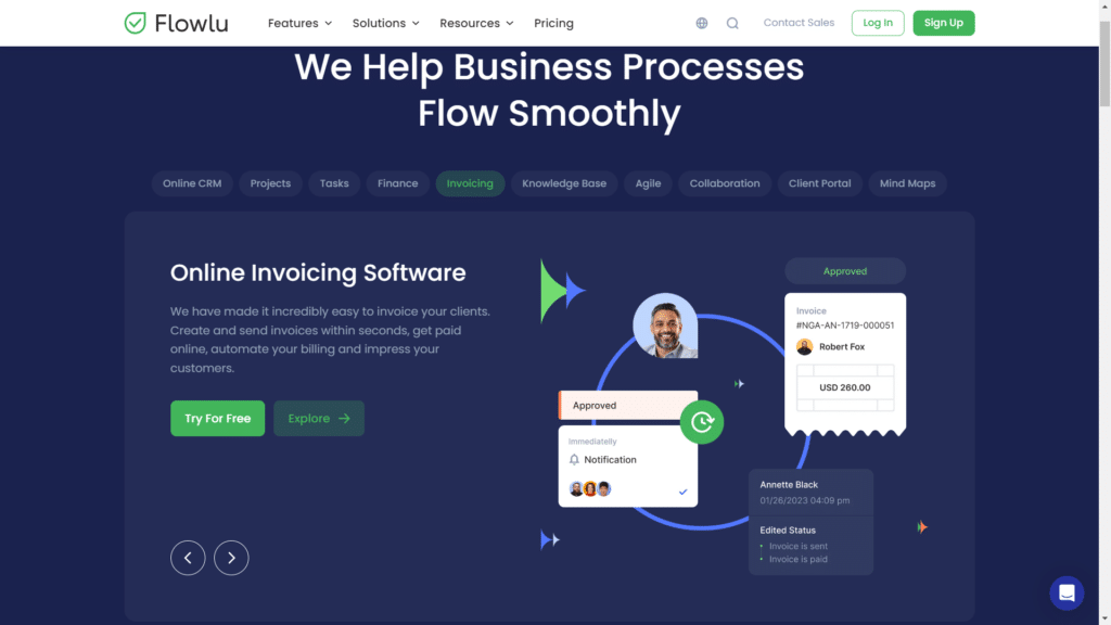 Flowlu Review - First Page