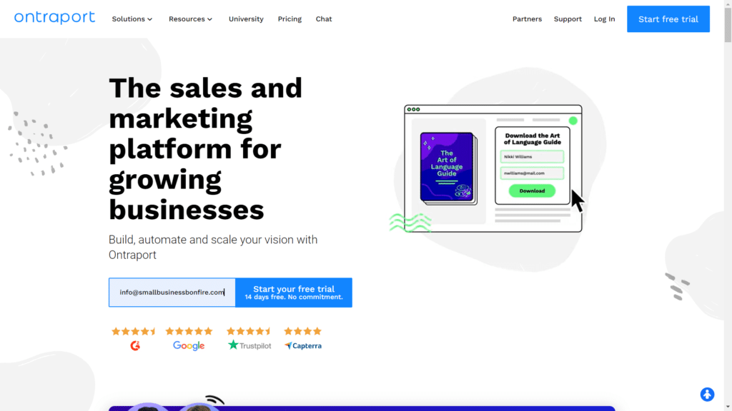 Ontraport CRM Review - Homepage