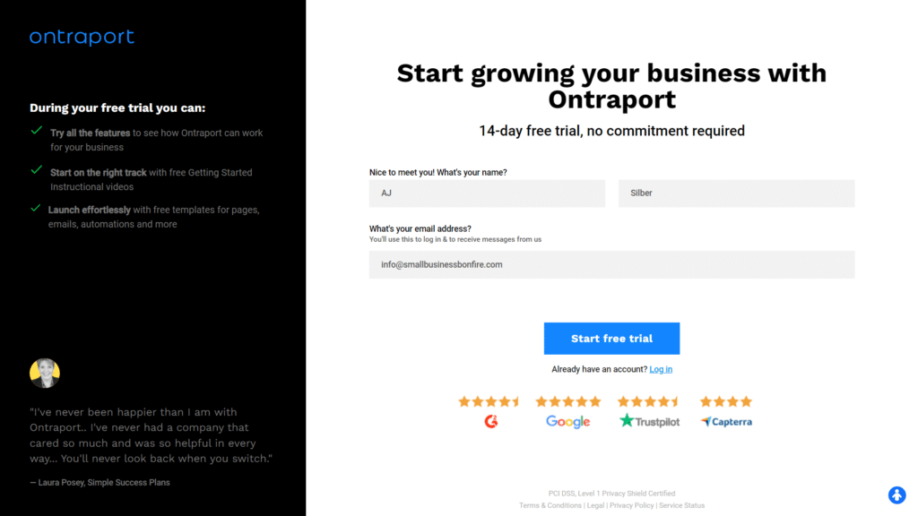Ontraport CRM Review - Onboarding Process