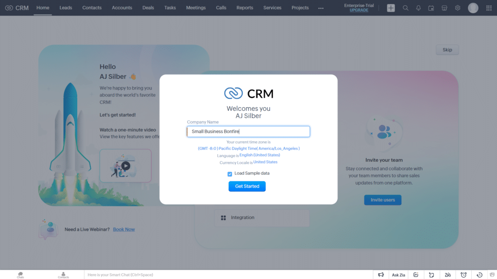 Zoho CRM Review - Onboarding