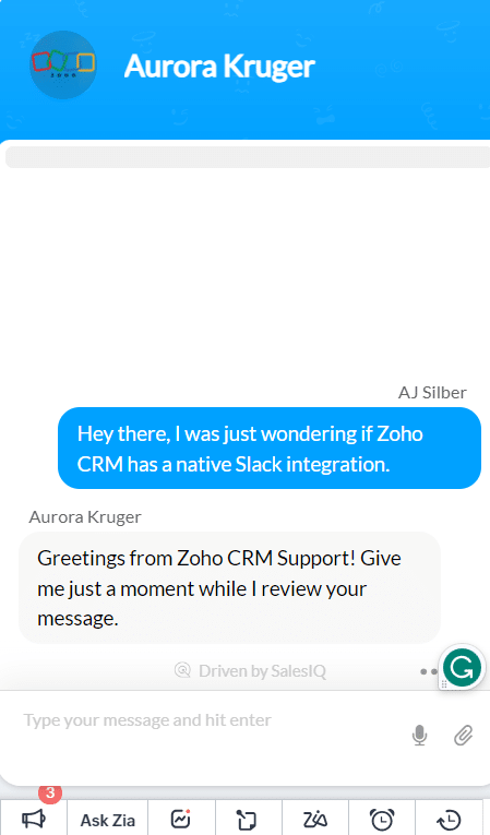 Zoho CRM Review - Mobile View Dashboard