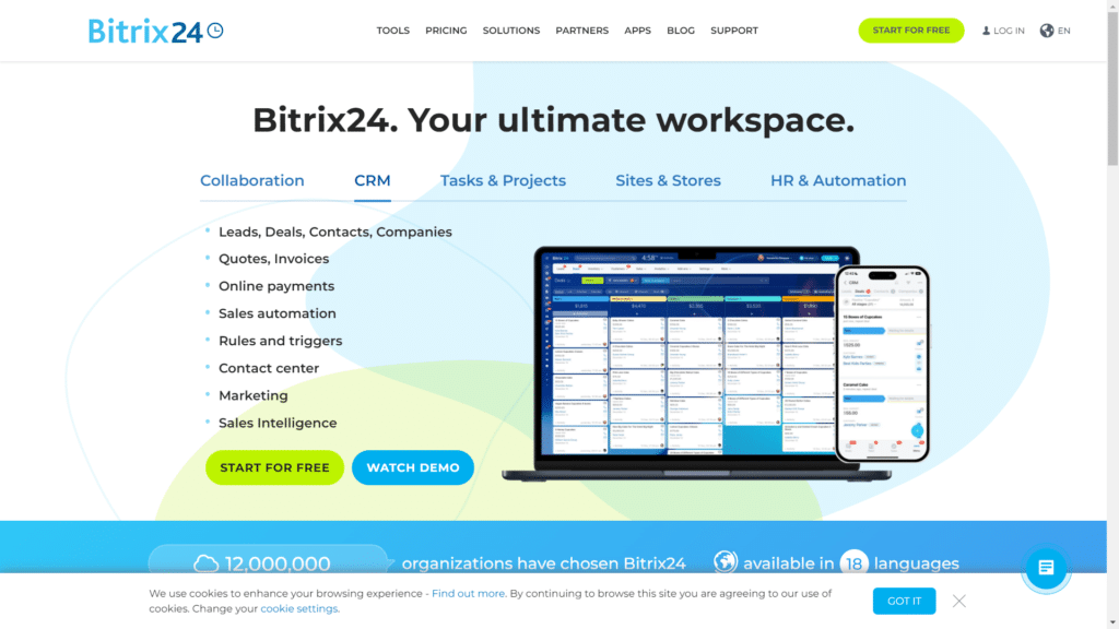 Bitrix24 CRM Review - Homepage