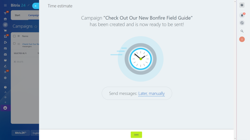 Bitrix24 CRM Review - Schedule and Send Campaigns