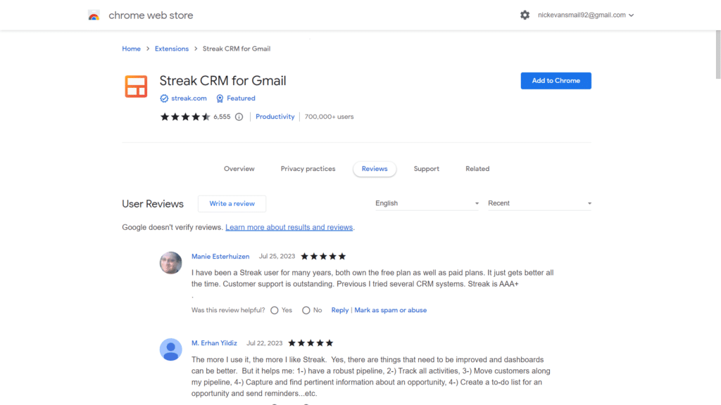 Streak CRM Review - Gmail Integration