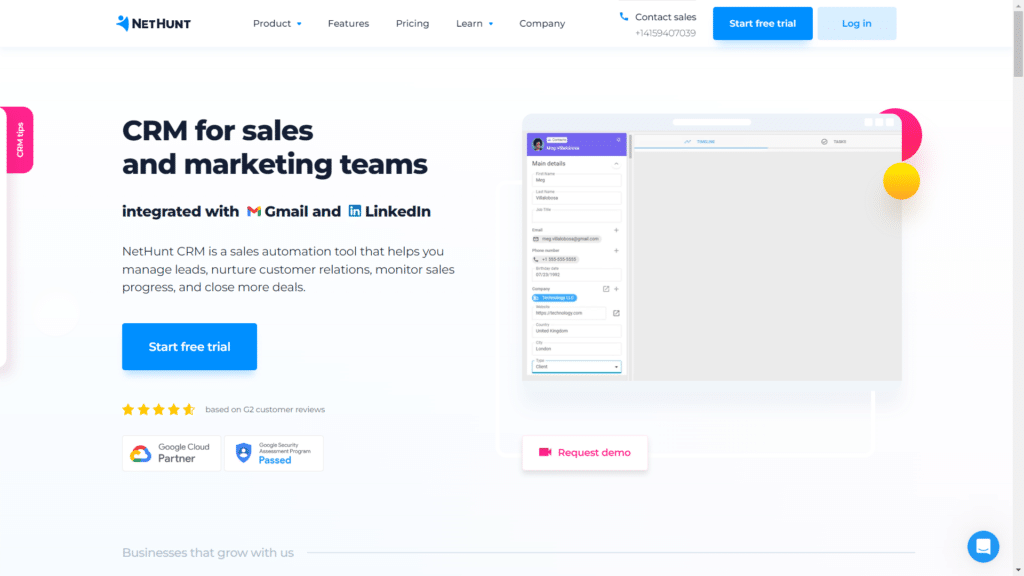 NetHunt CRM Review - Homepage