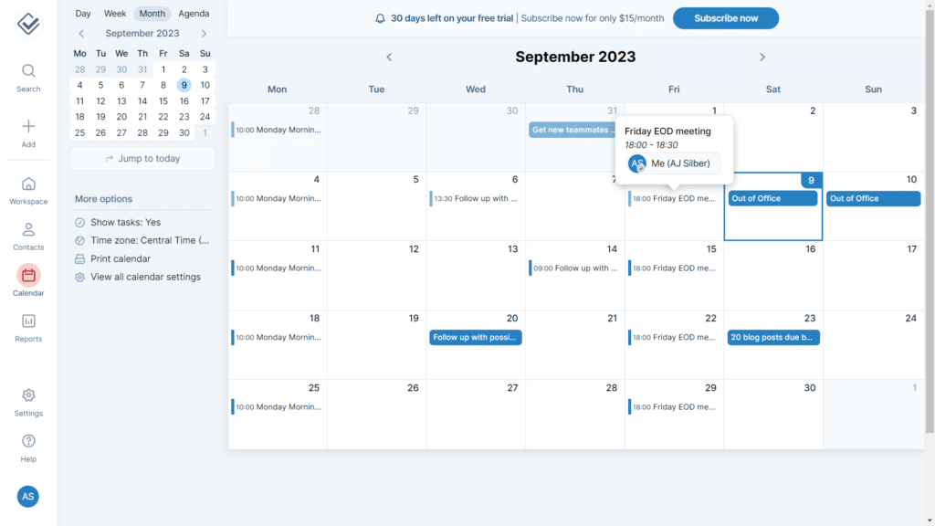 Less Annoying CRM Pricing - Calendar View