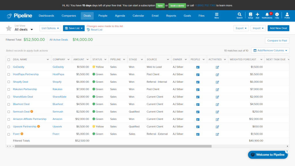 Pipeline CRM Pricing - Deal Pipeline