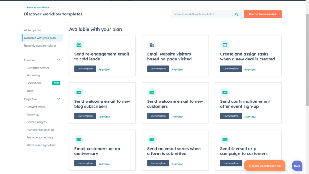 HubSpot Pricing - Workflow Automation Templates