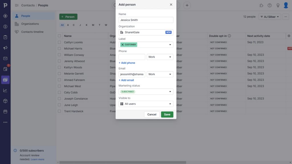 Pipedrive vs. Zoho CRM - Pipedrive Contact Management